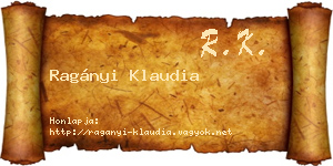 Ragányi Klaudia névjegykártya